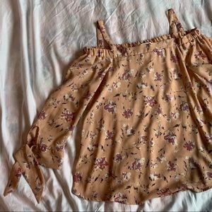 Peach Off the Shoulder Top w/ Floral Pattern